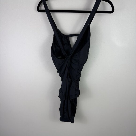 La Blanca Island Goddess High Neck Keyhole One Piece Swimsuit Black Size 8 - Picture 7 of 10